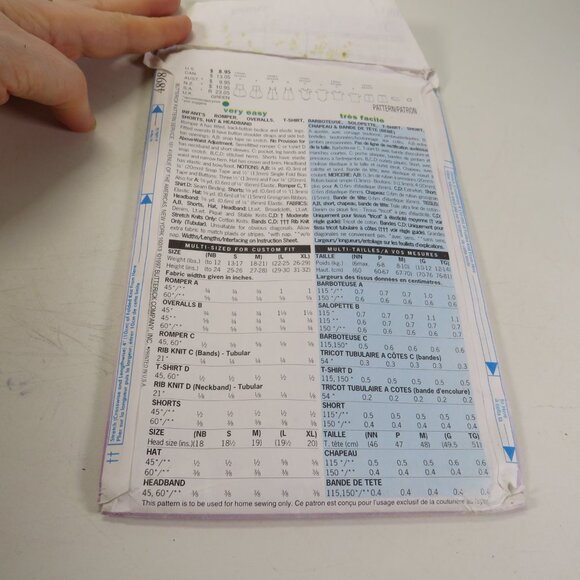 Butterick 4898 Clothing Pattern Sun Hat, Baby Romper, Overalls, Shirt, Shorts - Picture 7 of 8